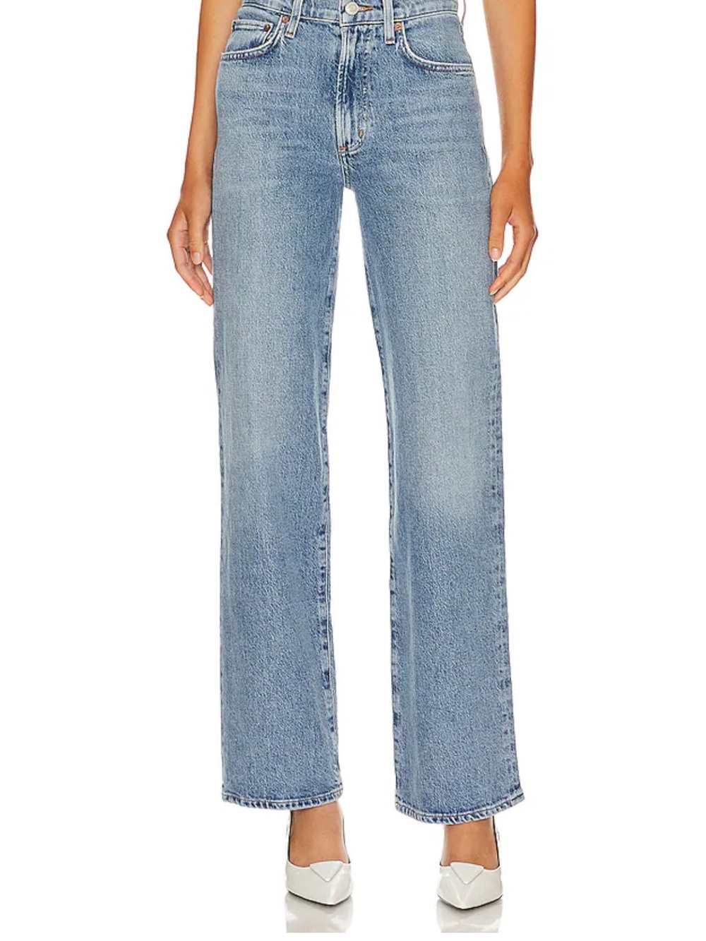 AGOLDE Harper Mid Rise Relaxed Straight Jeans in Flash